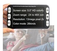 Electronic Reading Aid, 2-48X Magnification 26 Color Modes TV Connect Playback Portable Video Digital Magnifier 4Levels for Brightness for Far Near View for Home Use