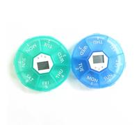 Electronic Reminder Pill Box, 2 Pcs Automatic Medication Reminder 7 Days Pill Organiser with Timer for Prescriptions, Vitamins and Supplements (Green & Blue)