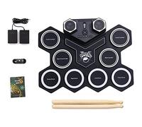 Electronic Roll Up MIDI Drum Kit With 7-Segment Color Display, With Headphone Jack, Built In Speaker And, Drum Stick, Foot Pedals, 1500Mah Rechargeable Battery