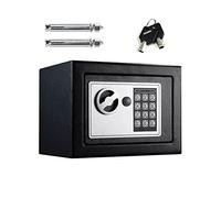 Electronic Safe Box 4.6L Volume Black Steel Safe Box Sturdy Strong 4MM Thick Safe Box Door, Digital Pin Code/Key Lock Access, 23 x 17 x 17 CM Mini Safe Box, Money, Jewelry, Values Storage