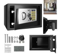 Electronic Safe Box Solid Steel Digital Safety Security Box with Keys,Mini Safe Locker Money Box with Velvet Mat,Small Safe Box Fireproof Safe for Money Cash/Prime/Documents Save(8.5L,Black)