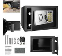 Electronic Safe Cash Digital Safe Lock Box Steel Security Construction with Keys,Wall Mounted Safe Floor Safe with Velvet Mat for Money Cash/Prime/Documents Save(8.5L,Black)