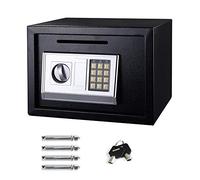 Electronic Safe Digital Security SafeBox with Two Emergency Overide Keys and Keypad, Front Loading Coin Slot 16L Black Cabinet Safes, for Home & Office Protect Cash, Money, Jewelry, 35x25x25cm