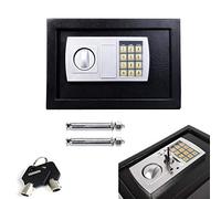 Electronic Safe with Digital Keypad and 2 Emergency Overide key, 8.5L Security Digital Safebox for Home Office Hotel, Steel Locking Bolts, Fireproof and Waterproof WallSafes, 31x20x20cm, Black