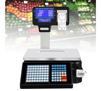 Electronic Scale Retail Table Digital Price Commercial Cash Register Dual Display Counting Label Printing Scales, Barcode Scales for Supermarket/Retail