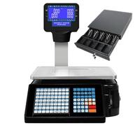 Electronic Scale Retail Table Digital Weighing Label Printing Price Label Printing with Thermal Label Printer, Double-Sided LCD Display