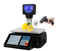 Electronic Scale Retail Table Digital Weighing Label Printing Price Label Printing with Thermal Label Printer, Double-Sided LCD Display