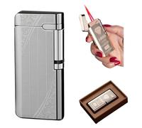 Electronic Sensor Windproof Red Flame Lighter,Torch Electronic Lighter,Windproof Jet Red Flame Lighter,Portable Metal Torch Lighters,Jet Torch Butane Lighter for Outdoor (D)