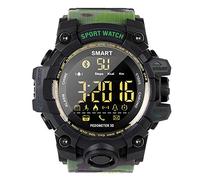 Electronic Sport watch Men's Military Wristwatch 50M Waterproof Step Counter Calories Stopwatch Call SMS reminder running Swimming Smart Bluetooth watches (Camouflage green)