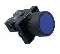 electronic switch 22mm 1 NO/1NC Sign Momentary Push Button Switch 600V 10A ZB2-EA31 Red,Green,Yellow,Blue,White and Black (Color : Blue 1no)