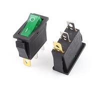 electronic switch 2pcs AC Control electrical 110-120V Green Indicator Light Rocker Switch ON/OFF Control SPST Panel Mount Snap-In 3 Pins