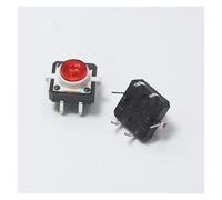 electronic switch 5pcs 12 * 12 * 7.3mm 4pin Tactile Tact Mini Push Button Switch with LED Light 12x12x7.3mm 4p Vertical Micro Switch (Color : Red)
