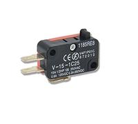 electronic switch Industrial Switches 5PCS V-1C25 Series Stroke Limit Microwave Oven Door Micro Switch Hinge Roller Hinge Lever Momentary Snap Action 15A 250VAC Switches (Color : V-15-1c25, Size : 5