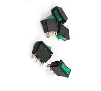 electronic switch KCD3 AC250V Switches 15A Green Pilot Lamp Light SPST 3 Terminal Soldering 2 Position on/Off Snap in Mount Rocker Foot Switches Switches 5Pcs