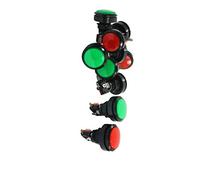 electronic switch Panel Mount Switches Red Green Round Head SPST 4P Game Push Button Pushbutton Switches Switch 10Pcs