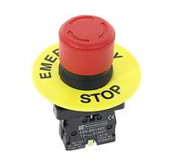electronic switch Red Mushroom Cap 1NO 1NC DPST AC 660V10A Emergency Stop Industrial Push Button Switch (Color : Type D 1 Nc)