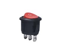 electronic switch Rocker Switch 10pcs 20pcs KCD1-105 23MM SPST 3Pin 250V 6A Round Boat Shape red and Black Switch Embedded ON Off Rocker Switch Position Copper (Color : Y-23mmr-3p-10, Size : 20 piec