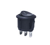 electronic switch Rocker Switch 10pcs 20pcs KCD1-105 23MM SPST 3Pin 250V 6A Round Boat Shape red and Black Switch Embedded ON Off Rocker Switch Position Copper (Color : Y-23mmb-3p-10, Size : 10 piec