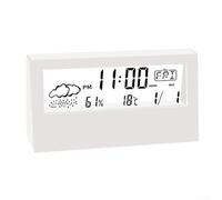 Electronic Thermo-Hygrometer Clock Featuring Weather Display, Calendar, Alarm And Snooze Button For Indoor Use(White)