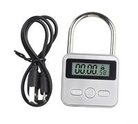 Electronic Time Lock with LCD Display, Metal Timer Lock for Outdoor Use, Zinc Alloy Body, Splash-Proof, USB Rechargeable, 99-Hour Max Timing, Automatic Unlock(Silver)