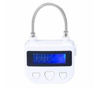 Electronic Timed Padlock USB Rechargeable Waterproof Made of Robust ABS and Steel Cable with Precise Time Setting up to 99 Hours 59 Minutes Versatile (Black) (White)