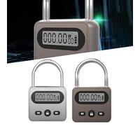 Electronic Timer Padlock with LCD Display, Metal USB Rechargeable Lock 999 Hours Maximum, Digital Countdown Security Lock for Self Control(Gray)