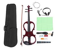 Electronic Violin Set 4/4, Electric Adjustable Kit with Tuner, Bow, String Box, Wine Red - Premium Solid Wood, Volume and Tone Control, Ideal for Beginners and Performers