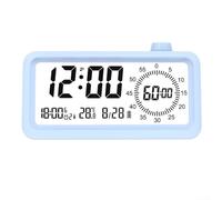 Electronic Visual Alarm Clock, LCD Display Silent Operation, 3-Alarm Battery-Powered Dual Visual Timer Alarm Clock for Students (Blue)