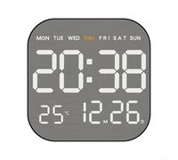 Electronic Wall Clock, Multifunctional LED Display With Time Date Temperature Humidity Week Alarm, Adjustable Brightness, 18.5x18.5x2.7Cm (black)