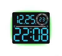 Electronic Wall Clock with LED Digital Display, 8 Colour Modes & Countdown, Temperature and W isplay, Brightness Adjustable, for Living Room (Blue)