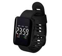 Electronic Watch LED Luminous Life Waterproof Square Dial Sports Digital Wrist Watch for Student Christmas Birthday Gifts, Black