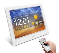 Electronic Weather Display Clock, Multi-function Alarm Clock with Remote Control, 7 Weather Backgrounds, 4 Interfaces, Adjustable Brightness, for The Elderly