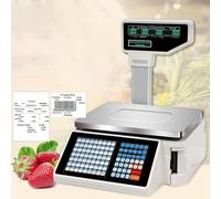 Electronic Weighing Scale with Receipt Printer, Digital Price Label Printing, Double-Sided LCD Display, 63 Shortcut Keys for Commercial Use,