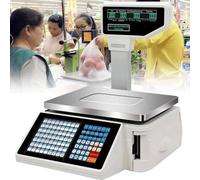 Electronic Weight Calculator Barcode Scales,Label Printing Scales,Digital Barcode Weighing Scales with Label,63 Shortcut Keys,30kg/66.14 lbs Capacity,for Superm