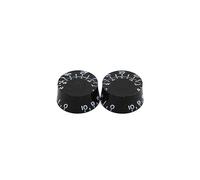 Electrónica Baile Set of 2 Left Handed Black Speed Type Buttons for American Guitars or Potentiometers with Imperial Measurements Knurled Shaft