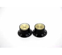 Electrónica Baile Set of 2 Left Handed Buttons Gold Black Volume Tone Bell Type for Mexican American Guitars or Potentiometers with Imperial Measurements Knurled Shaft