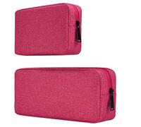 Electronics Accessories Bag, Waterproof Electronics Accessories Travel Case Compatible Laptop Charger Various USB, Cables, Cords and Power Travel Gadget Carry Bag, Rose Red (Small+Big)