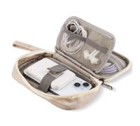 Electronics Accessories Organiser Bag, Length 19cm Width 12cm Travel Cable Organiser Box for USB Drive, SD Card, Charger Hard Disk etc, Beige Waterproof Cable Organiser Bag