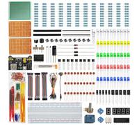 Electronics Component Fun Kit Upgraded Electronic Starter Kit Breadboard Jumper Wires Basic Starter Set Power Supply Module LEDs & Resisitor Potentiometer for (Arduino)/for (Raspberry) Pi