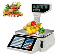 Electronics Label Printing Scale with Dual LCD Displays, Digital Barcode/Commercial Food Label Scale, 66LB/30KG Capacity, for Fruit Shops