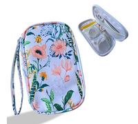 Electronics Organizer Travel Case, Cable Organizer Travel Essentials Tech Pouch,Suitable for Charger, Cable, Phone，Flash Drive,White Flower