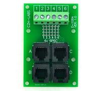Electronics-Salon RJ11/RJ12 6P6C Jack 4-Way Buss Breakout Board, Terminal Block, Connector.
