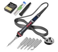 Electronics Soldering Iron Kit, [Upgraded] Soldering Iron 220V 90W LCD Digital Portable Soldering Kit 180-480℃(356-896℉), Welding Tools with ON/Off Switch, Auto-Sleep, Thermostatic Design