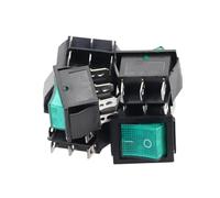 ElectronicSwitch 10pcs green 31x25mm Latching Rocker Switchs Power Switch I/O 6 Pins with Light 30A 250VAC KCD4