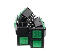 ElectronicSwitch 10pcs green Power Switchs Boat 3 Position 6Pin 31x25mm Button Latching with Lamp Light KCD4 16A 250VAC