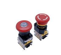 ElectronicSwitch Emergency Stop 10A 380V 22mm Self-Locking Head Power Mushroom Push Button Switch 1NO 1NC LA38-11ZS(Stop)