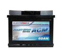 Electronicx AGM Car Battery 12V 60Ah - maintenance-free starter battery with 700A EN, sealed, vibration-resistant, suitable for start-stop, with AGM technology, high-performance 60 Ah vehicle battery