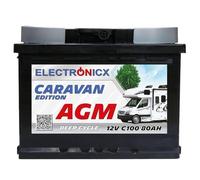 Electronicx AGM Caravan Edition Supply Battery 12V 80Ah / 80 Ah Deep Cycle Battery maintenance-free sealed positive terminal right - motorhome caravan solar leisure battery 242×175×190mm