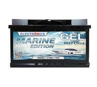 Electronicx GEL Supply Battery 12V / C100 / 100Ah - 100 Ah GEL Battery Motorhome, Boat, Caravan, Van & Leisure - Marine Edition 278×175×190 mm, leak-proof, charged, positive terminal right