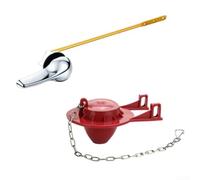 Electroplated ABS Toilet Flush Handle & PVC Flapper Set | Electroplated ABS construction, wear-resistant, long-lasting durability, elegant bathroom upgrade(red)